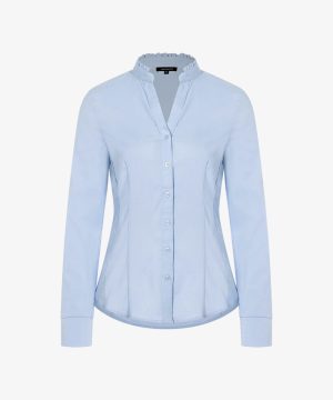 Unique Latest Women Solid Round Neck Cotton Shirt